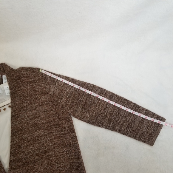 Alfred Dunner Brown Marled Open Front Cardigan 3/4 Sleeve Twin Set Beade… - Picture 9 of 12